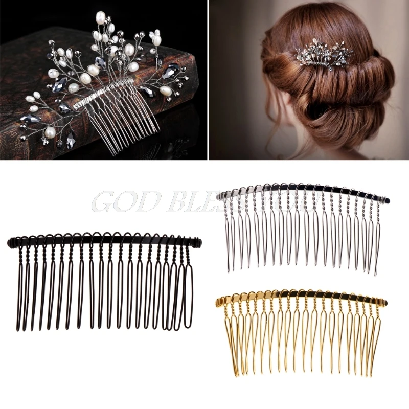 6x Metal Hair Clips Hair Comb 10 Teeth DIY Bridal Hair Accessories Findings 