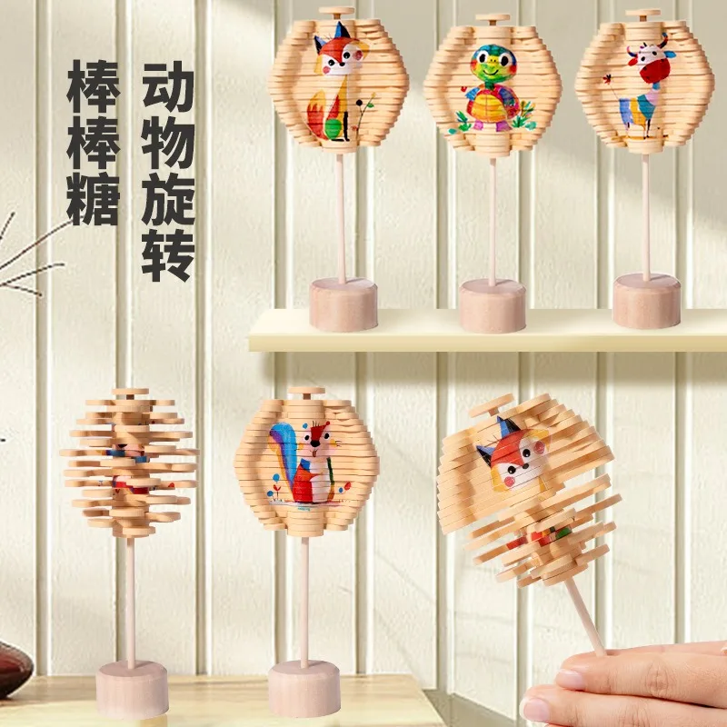 Spiral Tree Rotating Lollipop Wooden Fibonacci Sequence Children's Interesting Decompression Toy