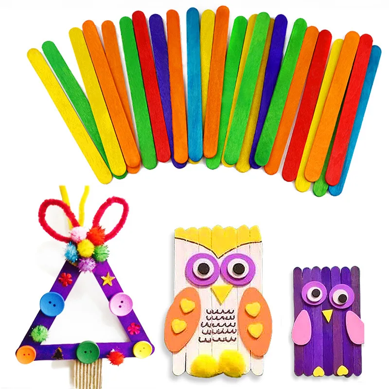 Jumbo 6 Inch Wooden Multi-Purpose Popsicle Sticks Creative Paste Toys for Arts Crafts for Ice Cream Waxing Tongue Depressor Use