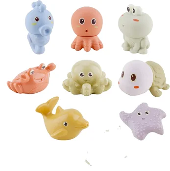 Jouets De Bain 8 Pièces En Silicone – Animaux Flottants Et Pulvérisables – Sans BPA – Pour Bain, Piscine Ou Plage – Cadeau Bébé 1-3 Ans