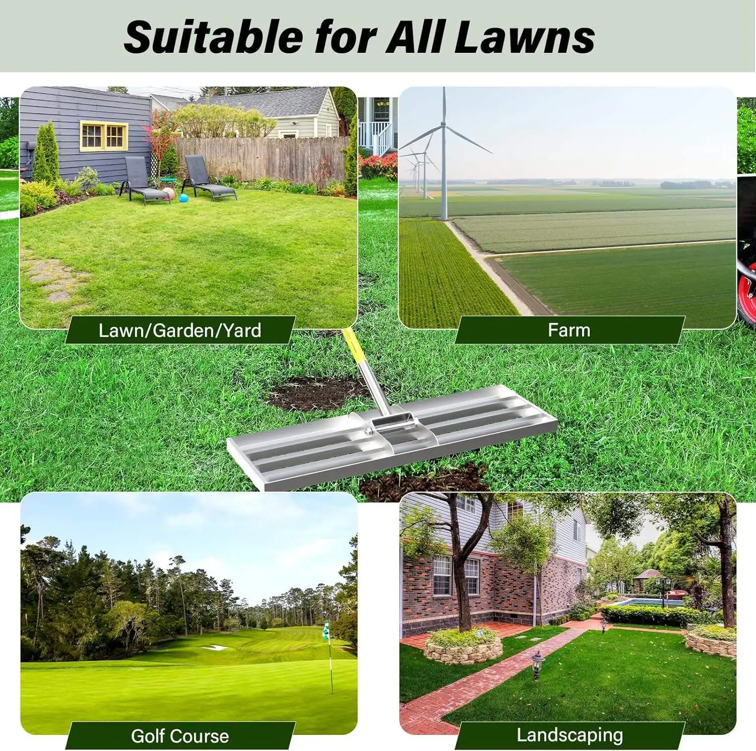 Lawn Leveling Rake For Landscape Leveling Or Sod Prepping Carbon Steel