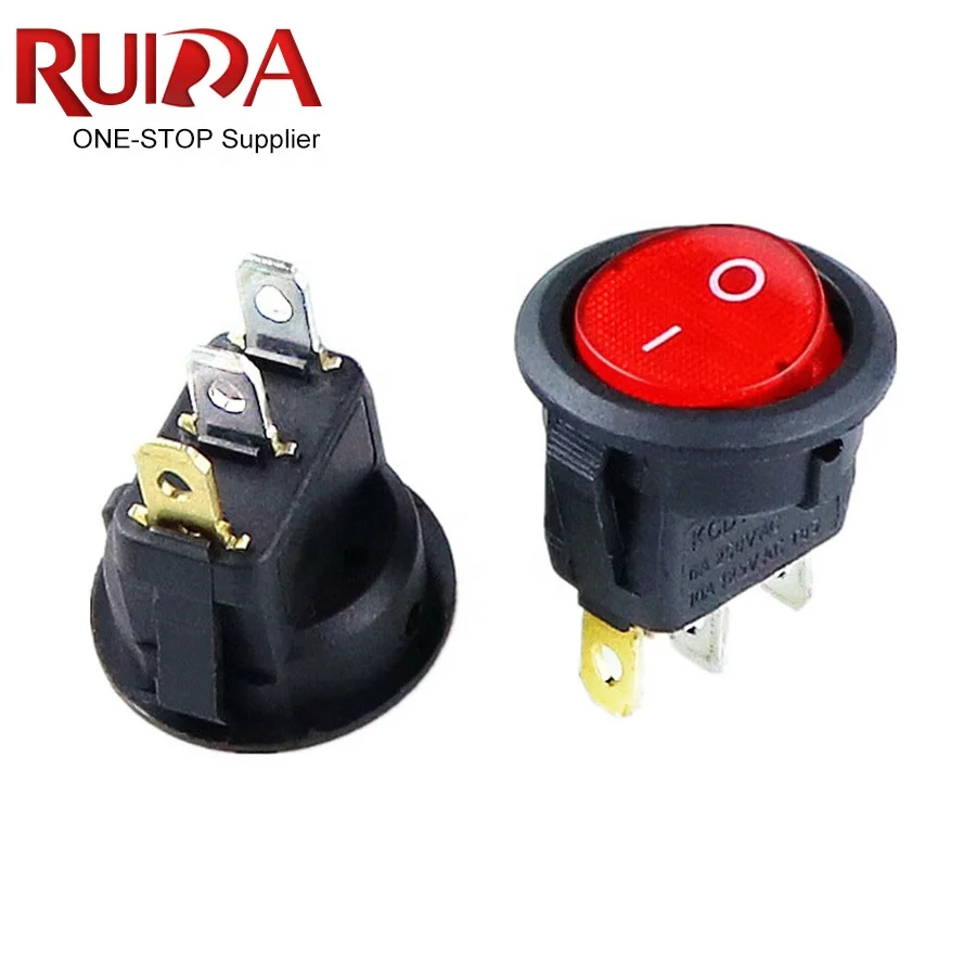 SPST 24V/12V 20A Led Light Power Switch Car Button Lights Rocker Toggle Switch 3 Pin on OFF Round Rocker Switch T105 55