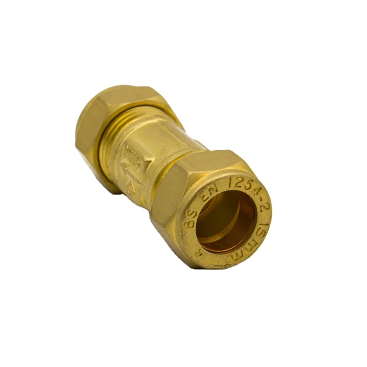 Small One-Way Check Valve Brass Spring Double for Air Compressor Manual Power British Standard Compression End for Water Media