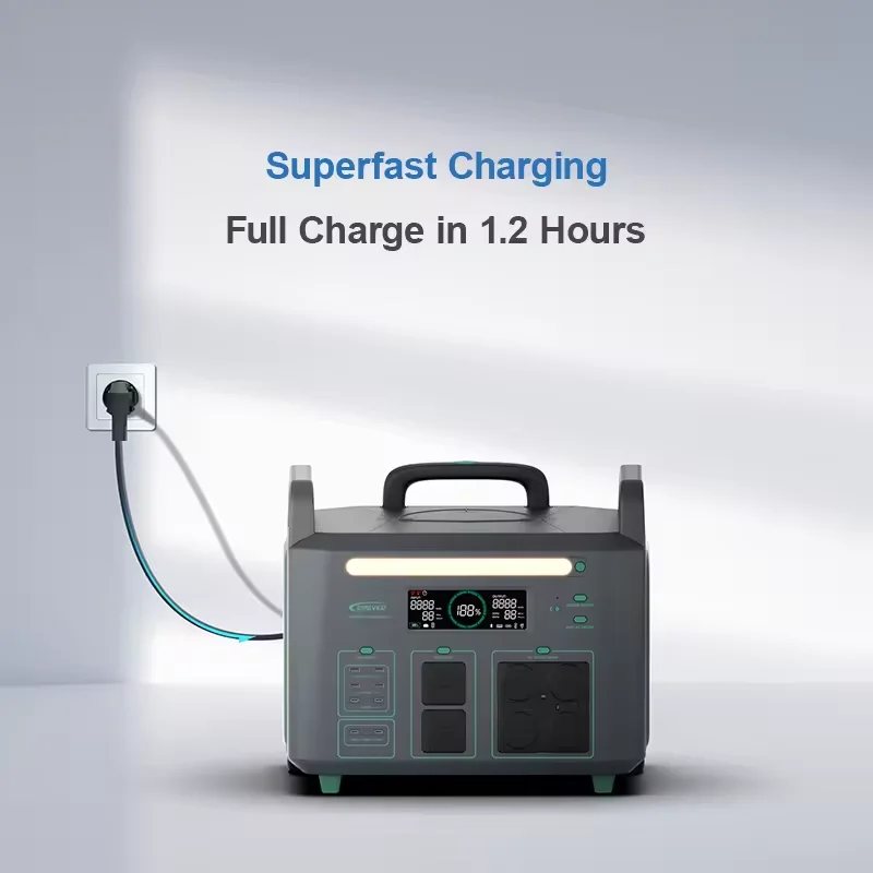 EPEVER Off Grid Home Use Portable Power Station Camping LiFePO4 Battery Solar Power Generator Backup 3600W 2048Wh for Laptop
