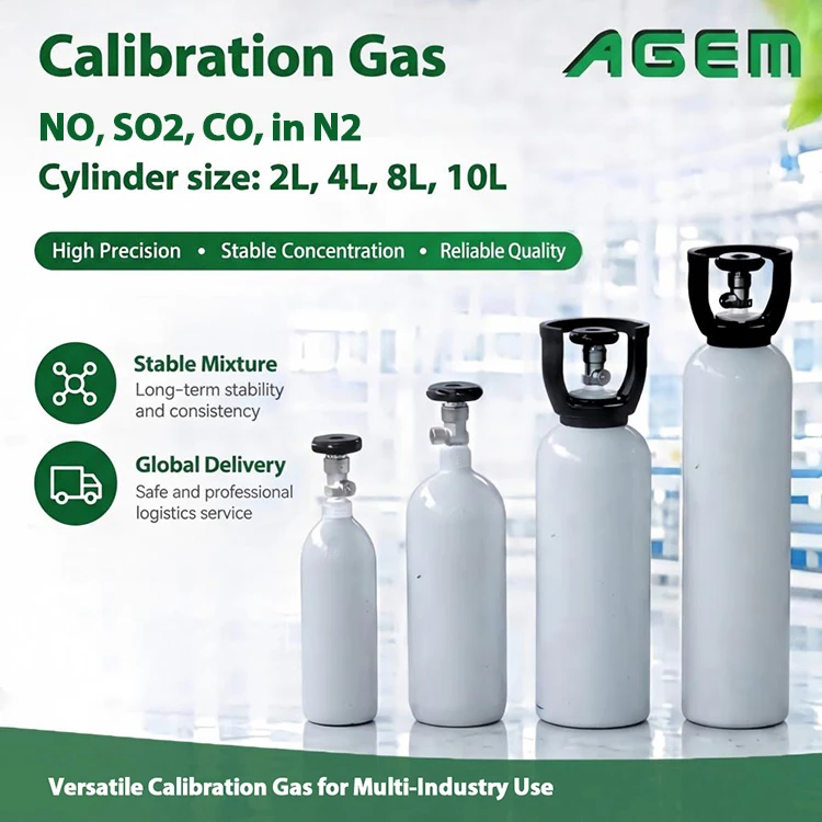 Калибровочный газ NO, SO₂, CO в N₂ для систем непрерывного контроля выбросов (CEMS) и газовых хроматографов (ГХ); стандартные газовые смеси