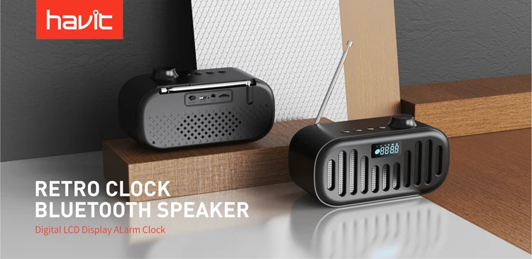 M57 Havit Hifi Lautsprech Horn Hands Free Calling Portable Desktop Wireless Mini Bt Clock Fm Radio Speaker - ANKUX.COM