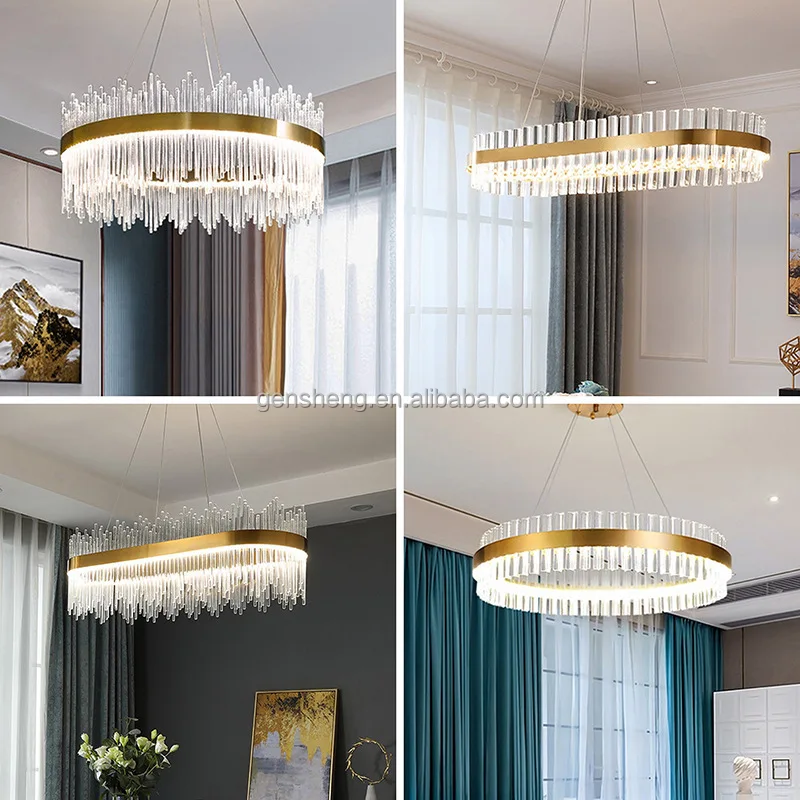 Luxury Crystal Chandeliers Modern Glass Hanging Lamps Living Room Hotel ...