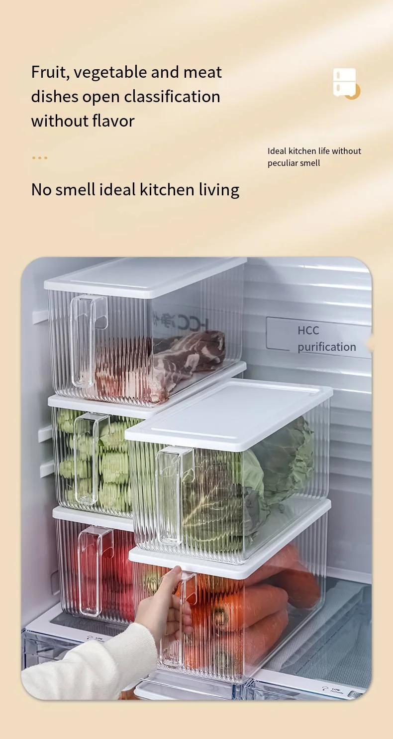 Kitchen refrigerator storage box crisper box food grade vegetable finishing artifact freezer special large storage box factory