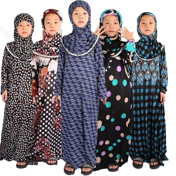 Cheap Ramadan prayers for islam muslim clothing one piece child clothes muslim robe hui girl clothes