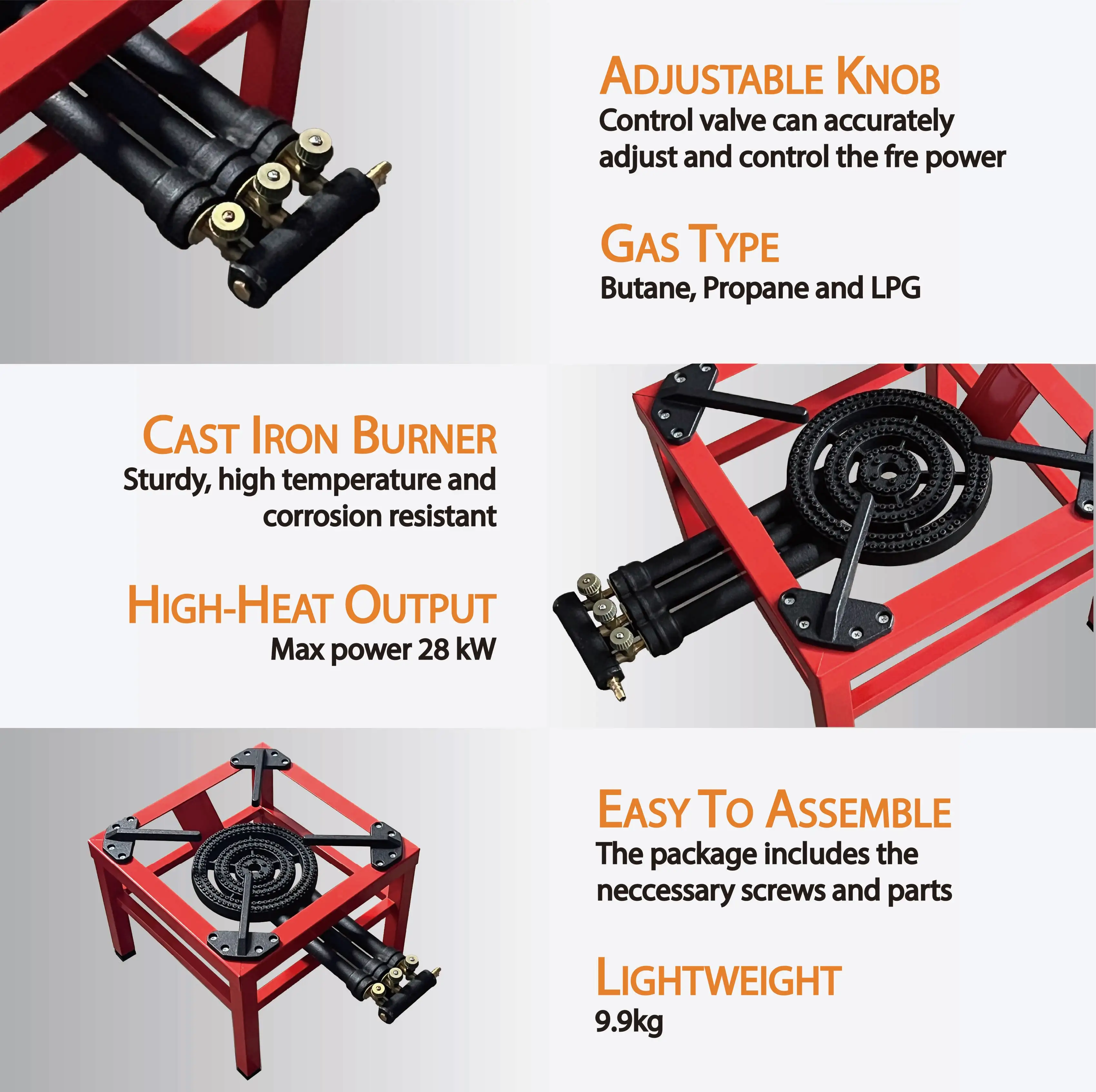 Heavy Duty Cast Iron Gas Cooker With Rings Single Burner