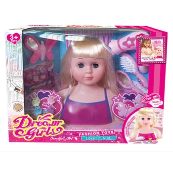Beauty Set Hair Styling Half Doll Head Set Makeup Toy Play Pretend Toys hair styling doll head