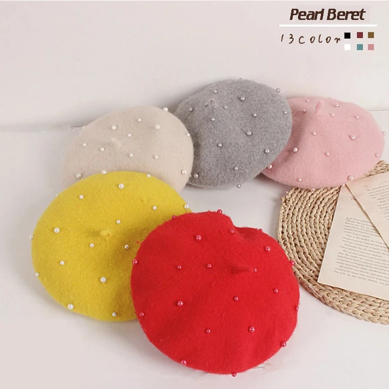 2022 модная куртка на осень и зиму жемчуг берета головной убор принцессы Детский берет для малышей; Для девочек; С рисунком От 2 до 6 лет
