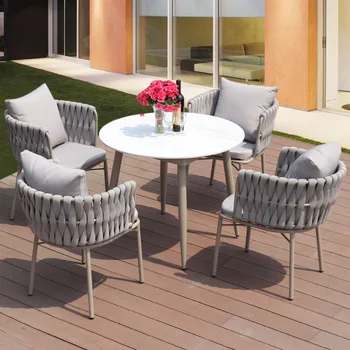 HomeCome Good Quality Aluminum Rope Modern Fancy Luxury Patio Garden Outdoor Chair