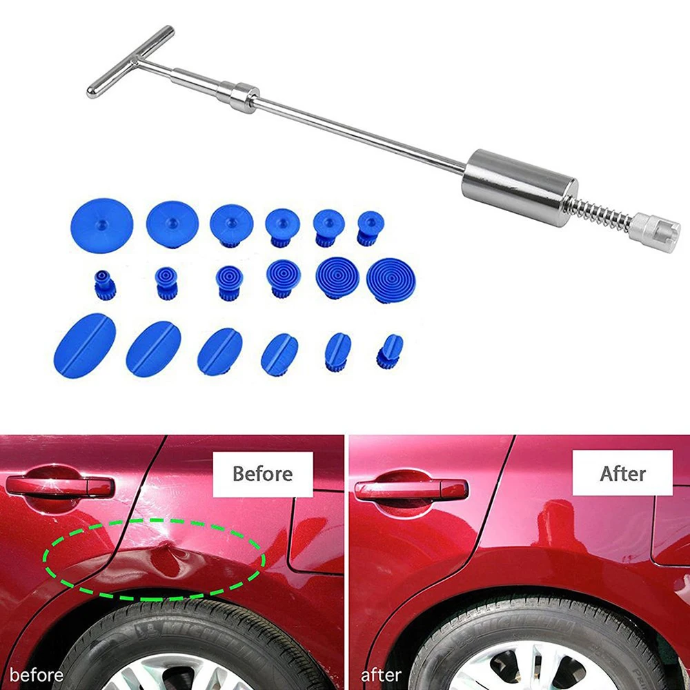 18Pcs Puller Tabs+T-Bar Car Body Panel Paintless Dent Removal Repair Lifter Tool 