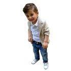 YSMARKET 80-140CM 3 Piece Set Baby Boys Clothing Gentleman Casual White Shirt +Long Sleeve Jacket +Jeans Straight Trousers E0030