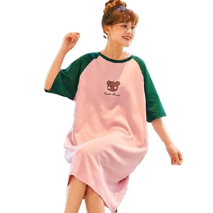 Womens Cotton Nightgowns Short Sleeve 