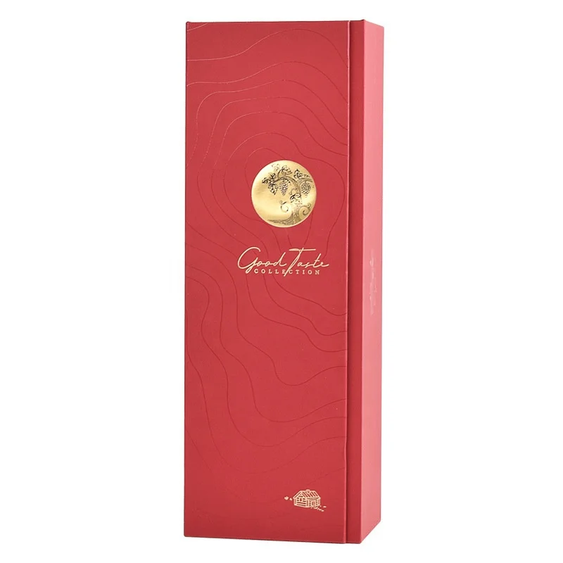 Wholesale Custom Luxury Cardboard Paper Magnetic Single Red Wine Bottle Gift Packaging Box