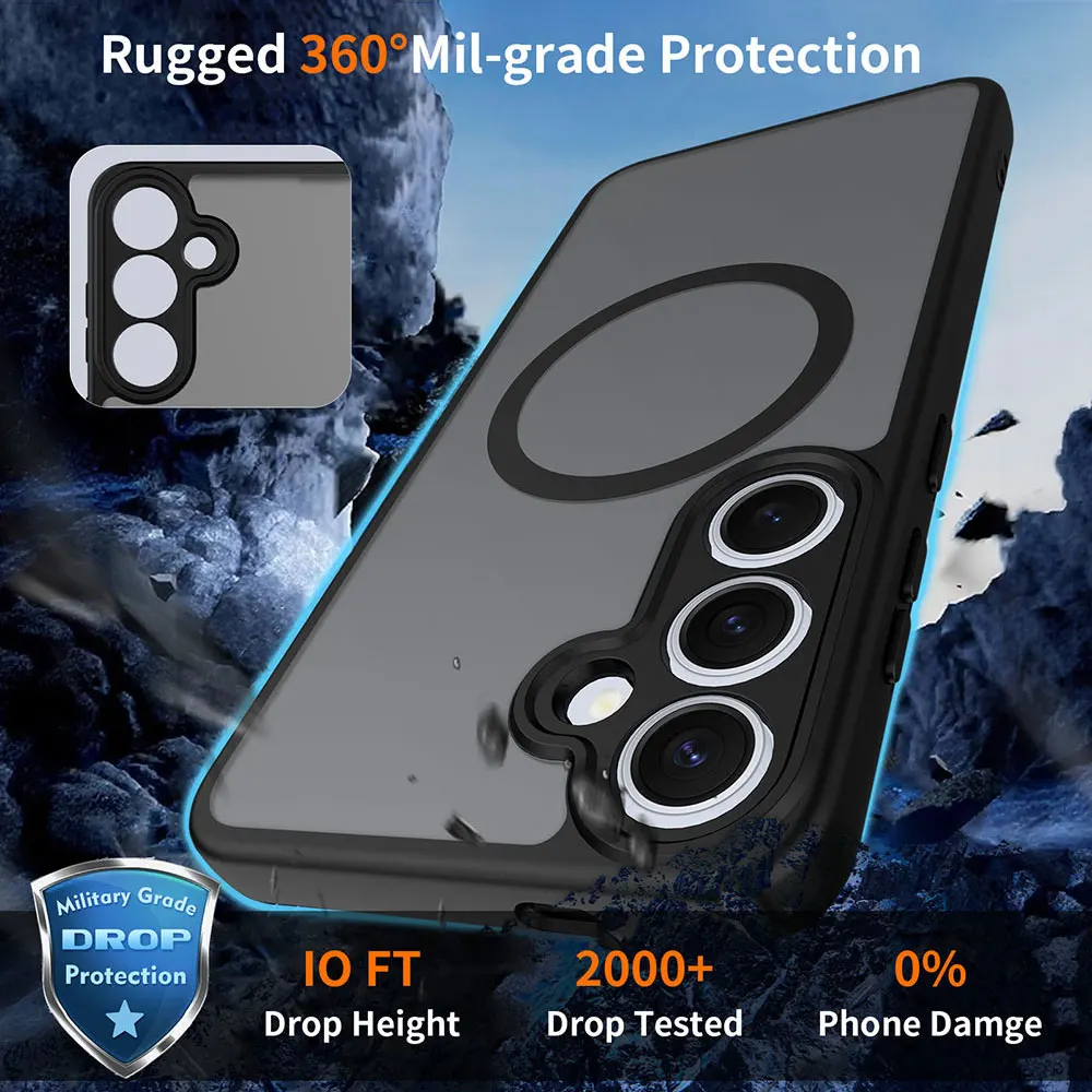 product laudtec magnetic for galaxy s25 case 16ft drop resistant matte skin feeling back cover shockproof slim cellphone-5