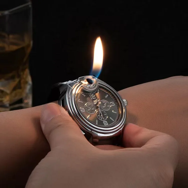 New Clocks Watches Open Flame Lighters Metal Personalized Gas Cigarette ...