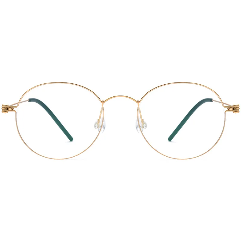 Manual Screwless B Titanium Glasses Frame IP Plating Korea Hot Sale Round Pure Titanium Myopia Glasses