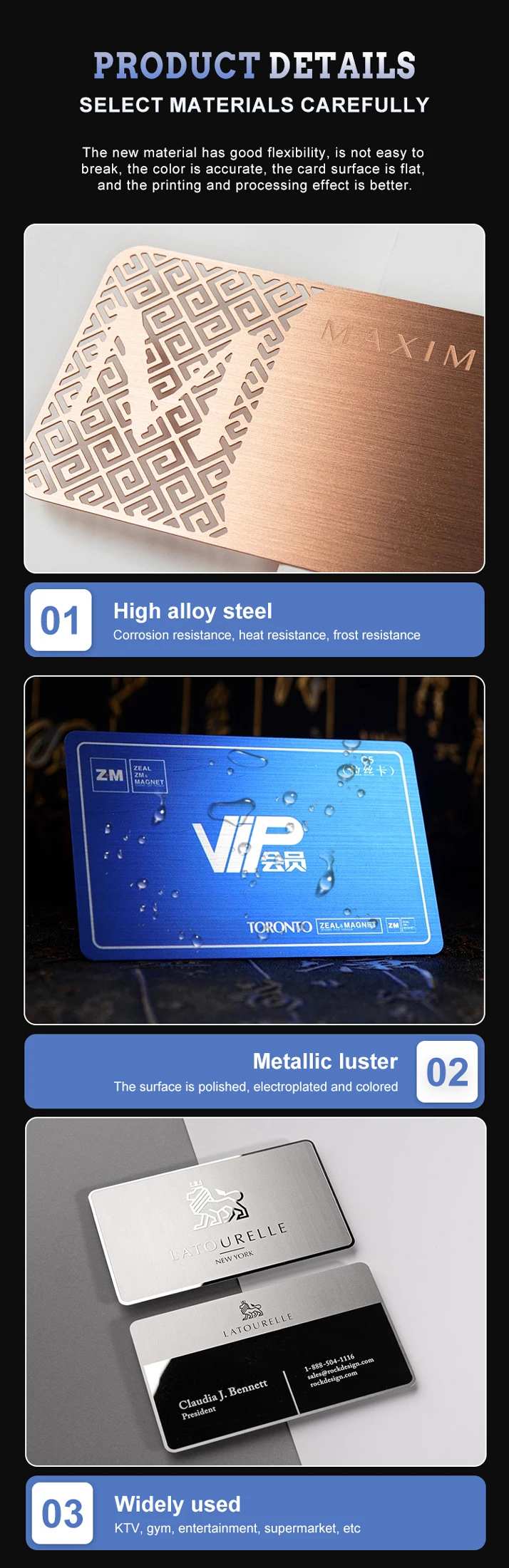 Custom Etched Metal VIP Membership Card Stainless Steel Luxury Gold ...