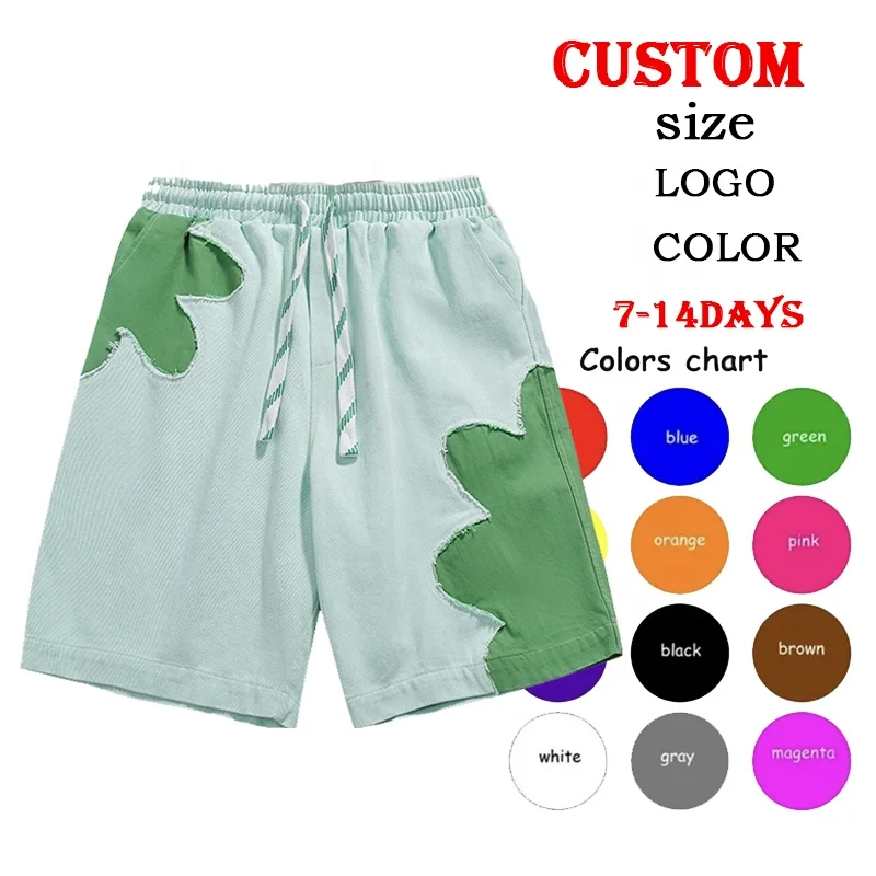 Custom  Wholesale High Quality 100% Cotton Plus Size Men's Shorts Patchwork Plain Gym Boys Causal Sweat Shorts Summer763_voghion.com