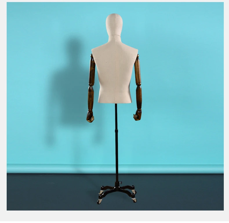 Стекловолокно Европейский половины тела мужской дисплей пошив манекен с головой и руки