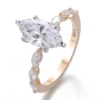 Bague en or 14 carats massif avec diamant de laboratoire