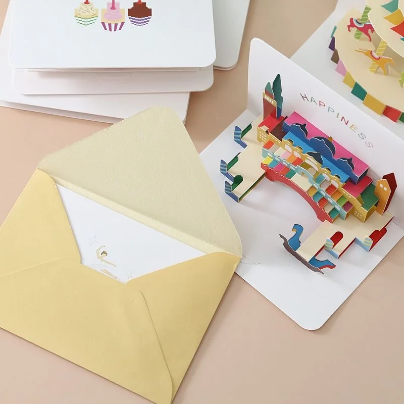 Free Sample Thanks Blessing Happy Birthday Greeting Cards Universal Mini Invitation Card 3d Pop up Greeting Gift Cards Printing
