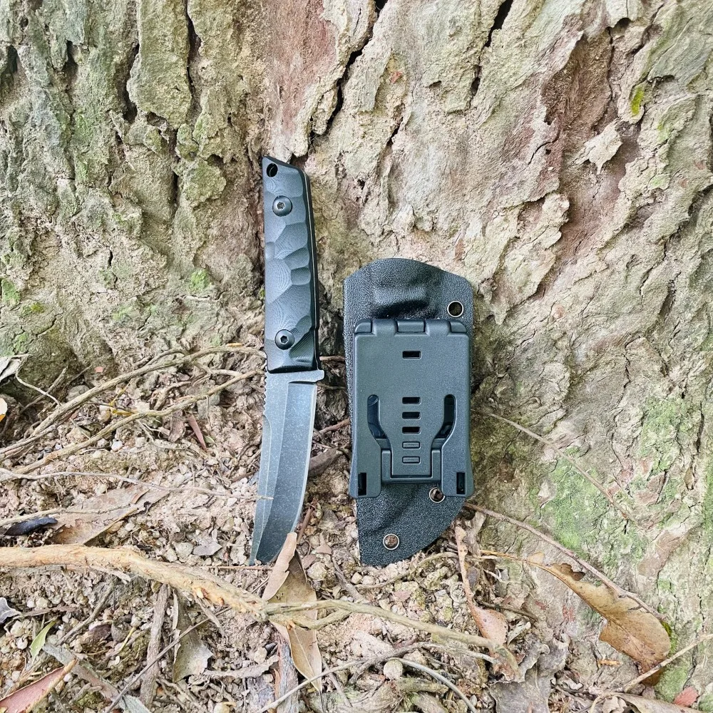 Trailing Point Blade 420C Fixed Blade Survival Knives G10 Handle with Kydex Sheath Straight TAC Tactical Camping Outdoor Knife
