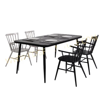 New Style Elegant Vintage Aluminium Long Wedding Party Dining Table Modern Design Metal Table For Restaurant Cafe Bar Club