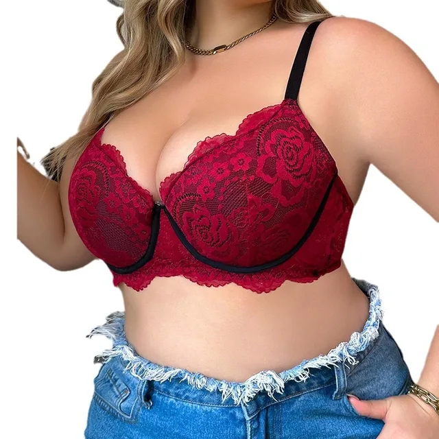 Plus-Size Beauty Back Push-Up Bra Set Sexy Contrast Lace Underwear for Fat MM's