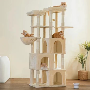 2024 Hot Style Large Luxury Sturdy Cat Climbing Cat Toys Spacious Cat Condo Tree Tower for Animals