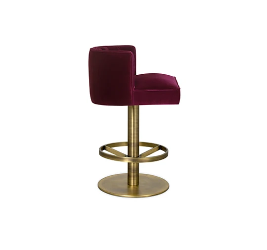Luxury Style Red Velvet High Fashion Gold bar Stool Chair for bar Table