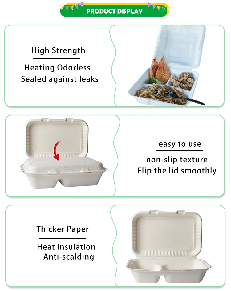 8 Inch Biodegradable Microwavable Food Container Sugarcane Bagasse ...