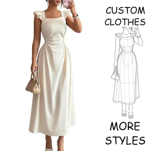 Custom Maxi Length Sleeveless A-Line Satin Square Collar Summer Dresses Women Casual with Anti-Wrinkle & Breathable Features