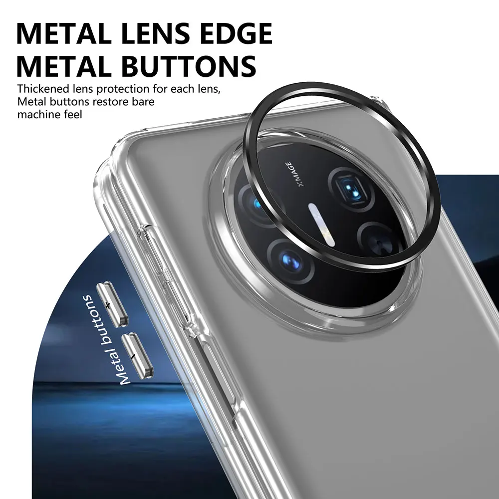 Laudtec Sjk950 Clear Phone Case Transparent Metal Lens Anti Yellow Skin Friendly Simple Fashion Cover For Huawei Mate X3/X5 manufacture