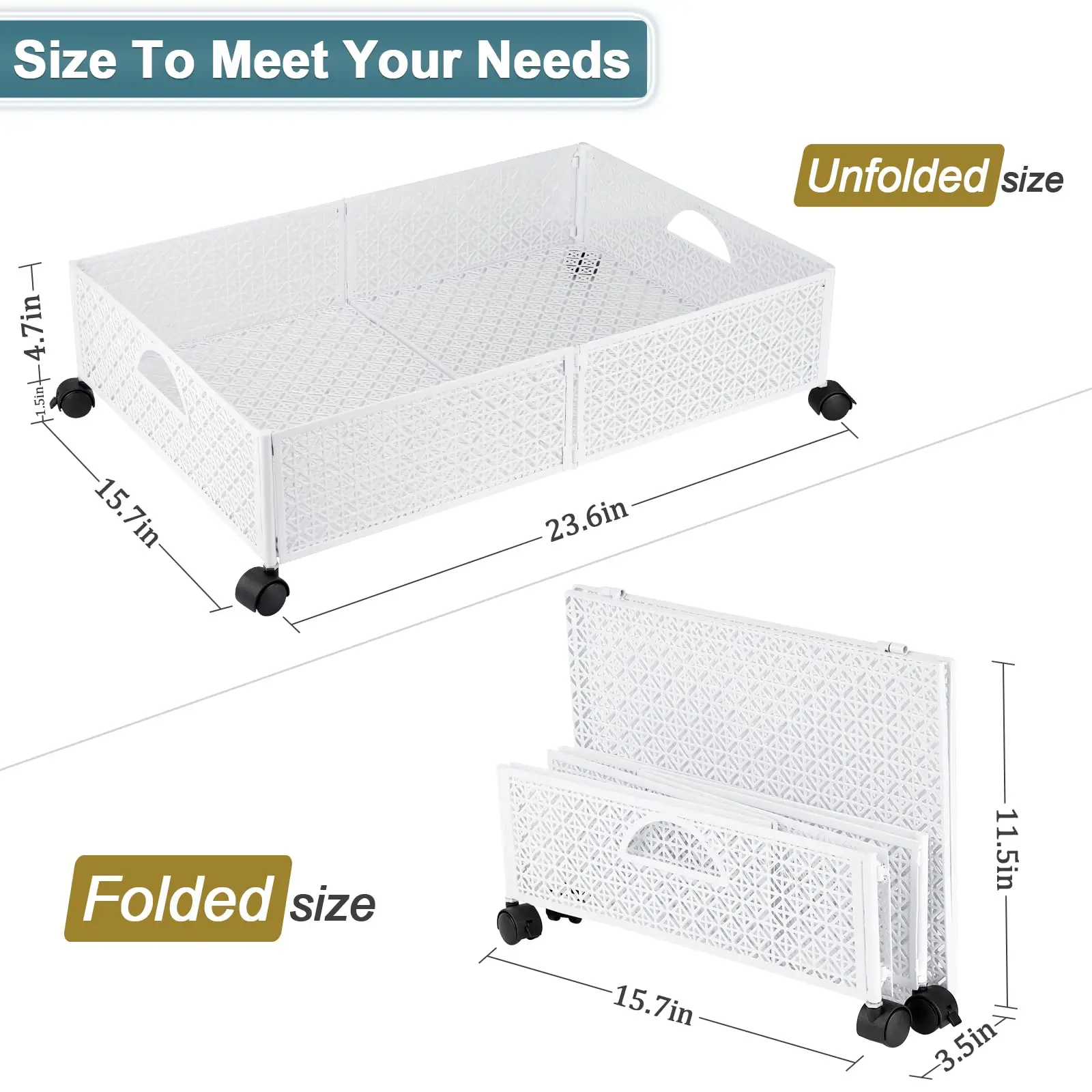 2 Pack Under Bed Storage Containers With Wheels Rolling Underbed