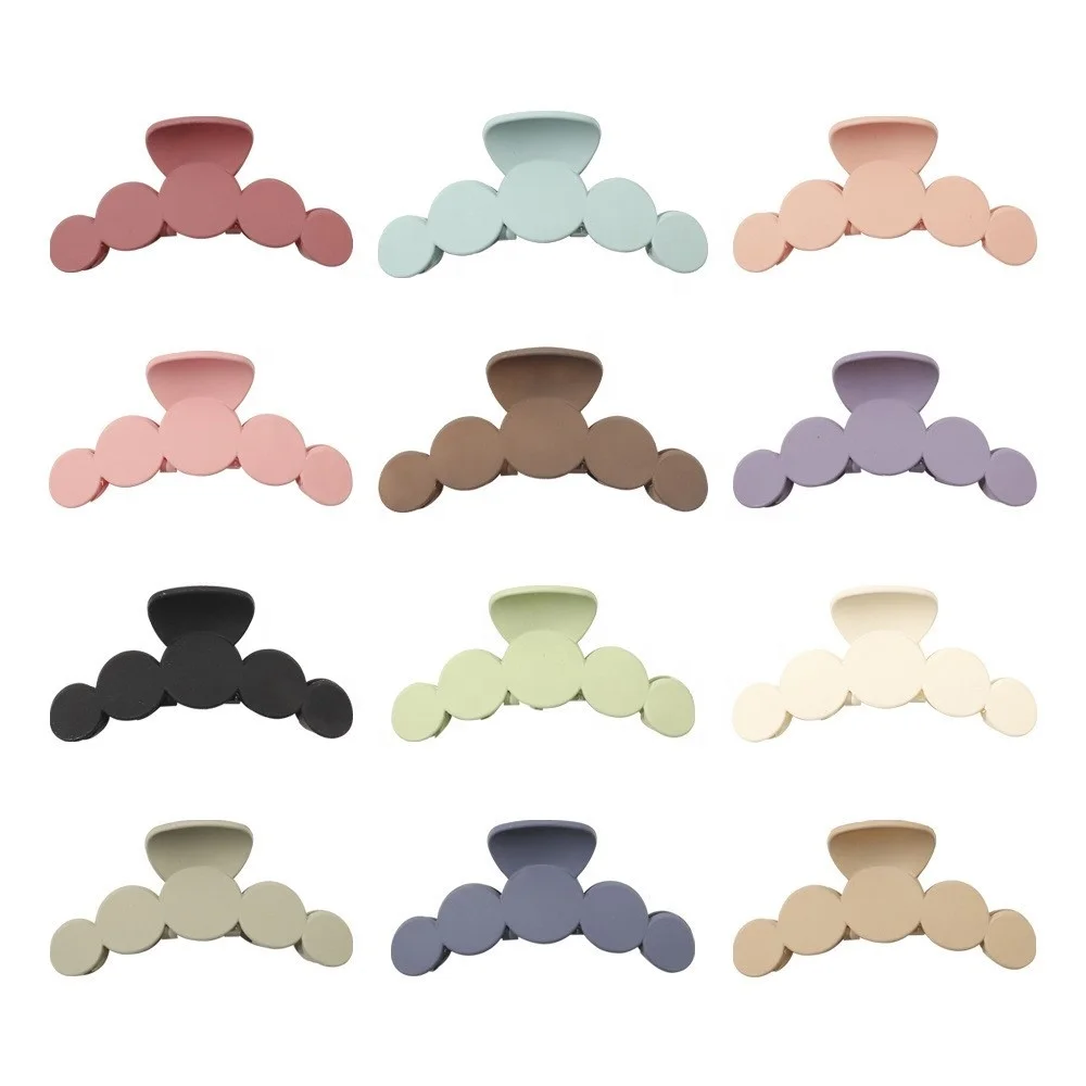 Simple Design Solid Color Plastic Hair Claw Korean Large Matte Hair Claw Clips for Woman Girls Thick Hair New Arrival