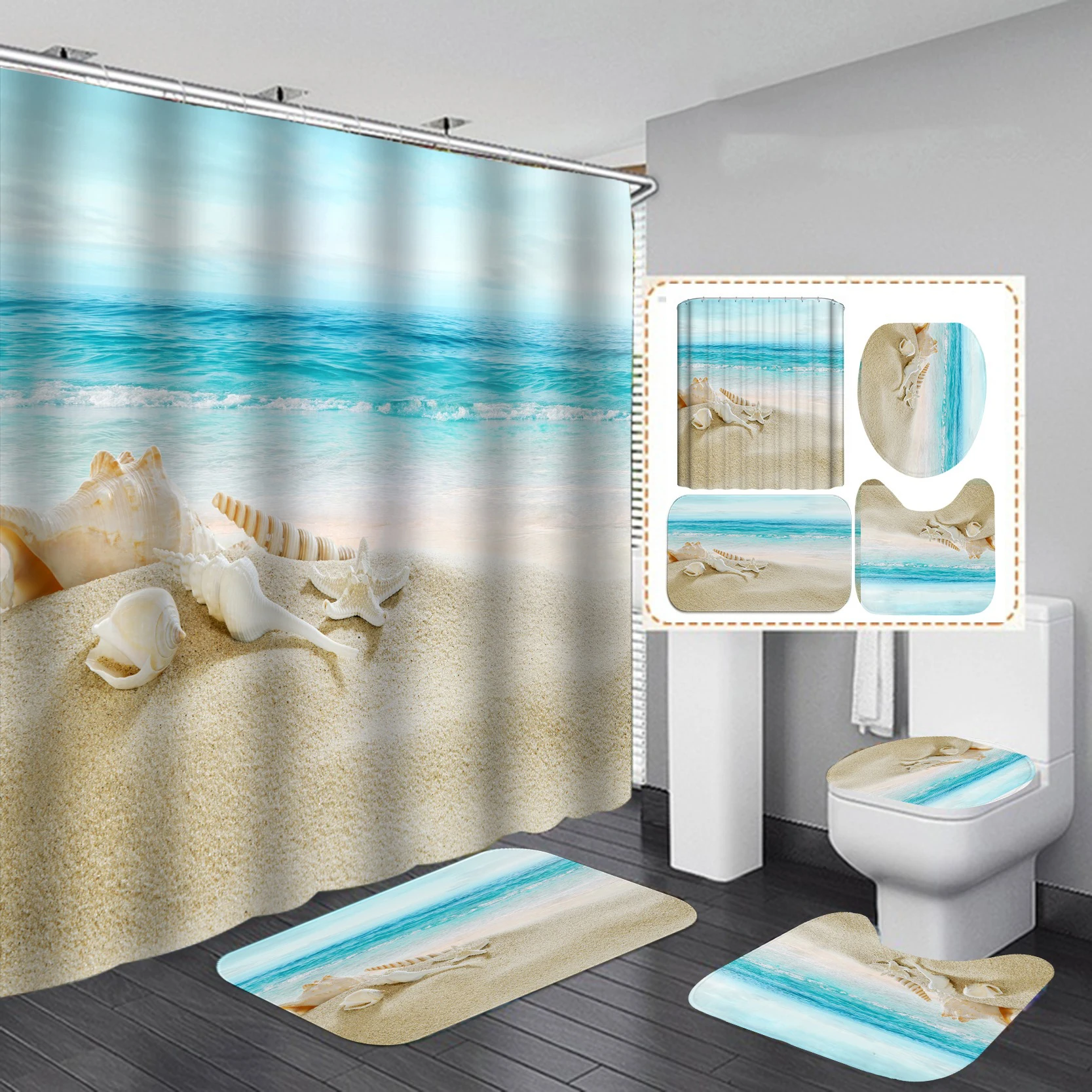 Manufacturers Stocked Cheap Waterproof Shower Curtain Set for Bathroom