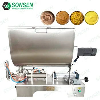 Semi automatic pneumatic paste horizontal filling machine seasoning chili sauce honey sauce mixing and packaging machine