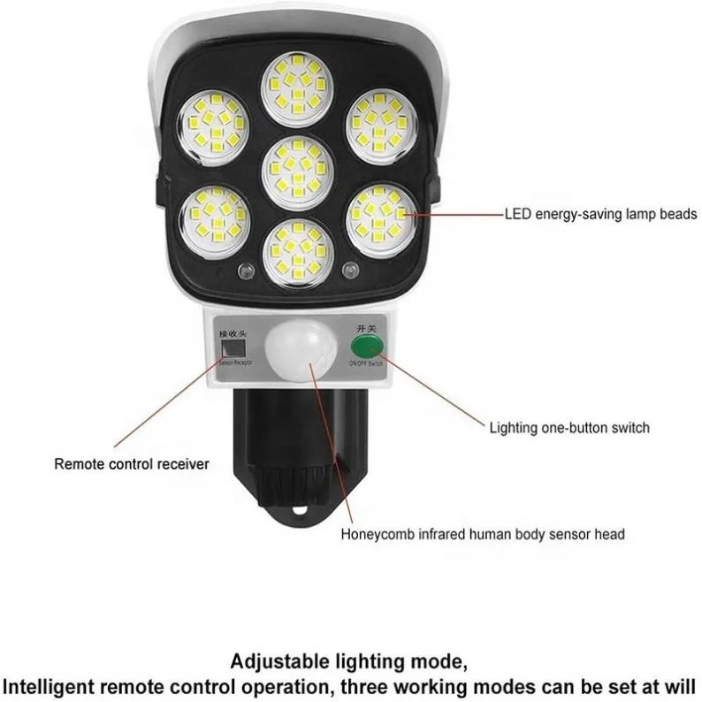 Outdoor Induction Lamp Waterproof 77 SMD Motion Sensor LED Solar Light Simulation False Monitoring Security