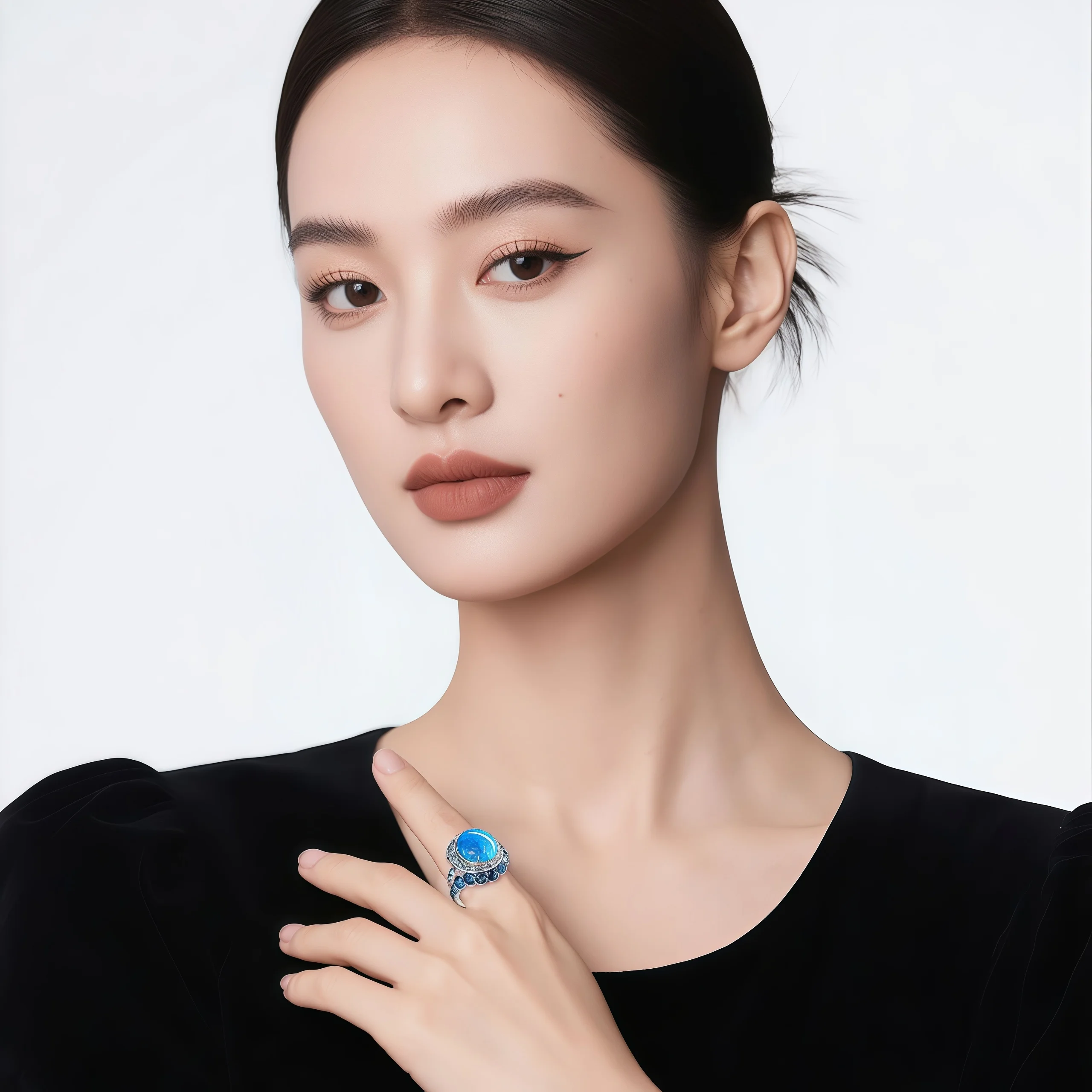 MUSHAN Jewelry Factory 925 Sterling Silver Rings Luxury Blue Opal Egg with Blue High Carbon Diamond Ring Anniversary Jewelry