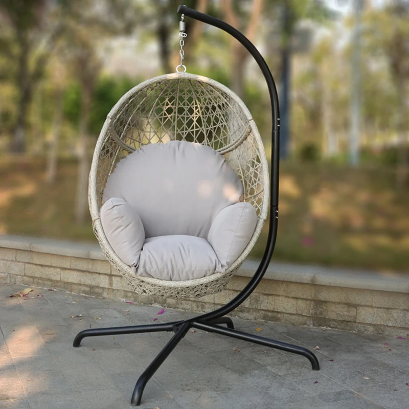 Оптовая продажа, металлическое вращающееся современное уличное ротанговое кресло в форме яйца, кресло для патио, балкона, подвесное кресло по морю