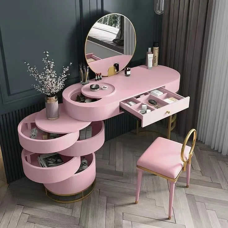 moderno nordic camera da letto mobili set tavoli da toeletta rosa  giretrattile girevoli set tavolo da toeletta