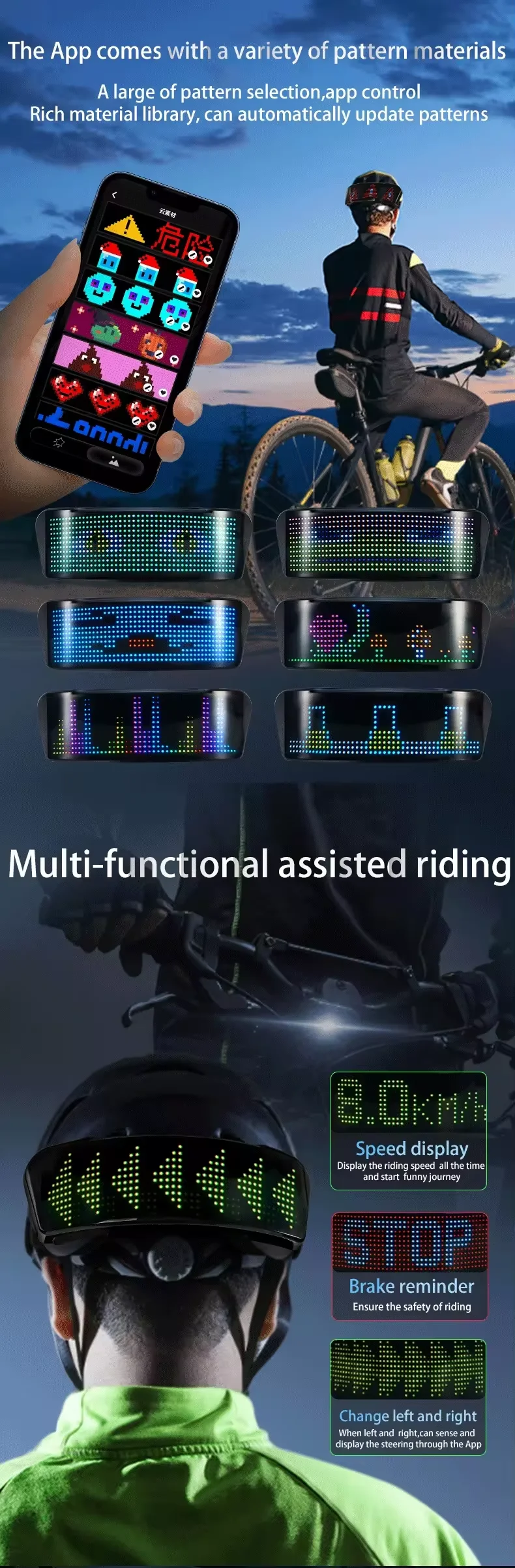 Programmable Led Helmet Led Programmable APP Control Helmet Display New Customization ...