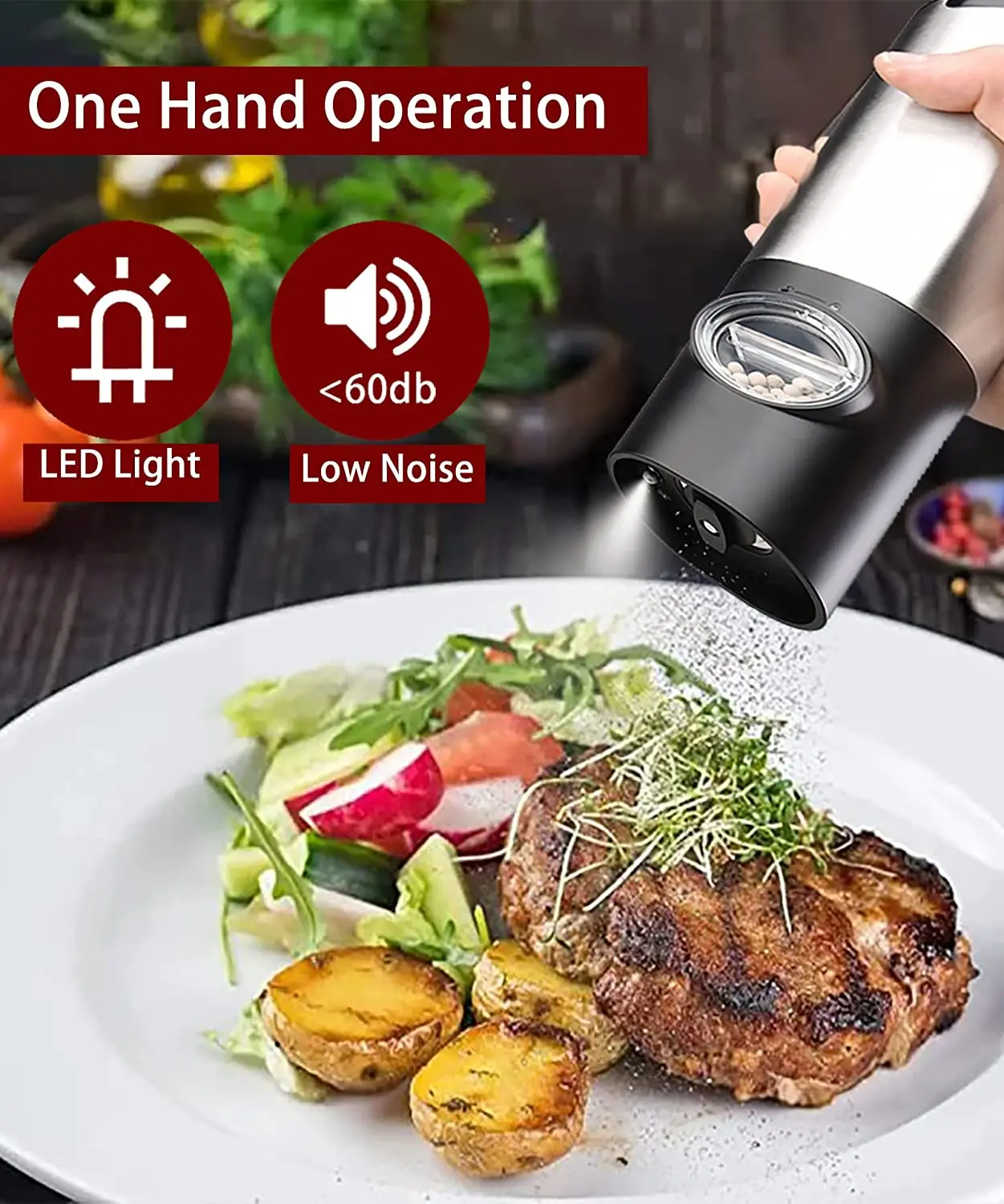 Hot Selling Electric Pepper Grinders Automatic Rechargeable Salt And