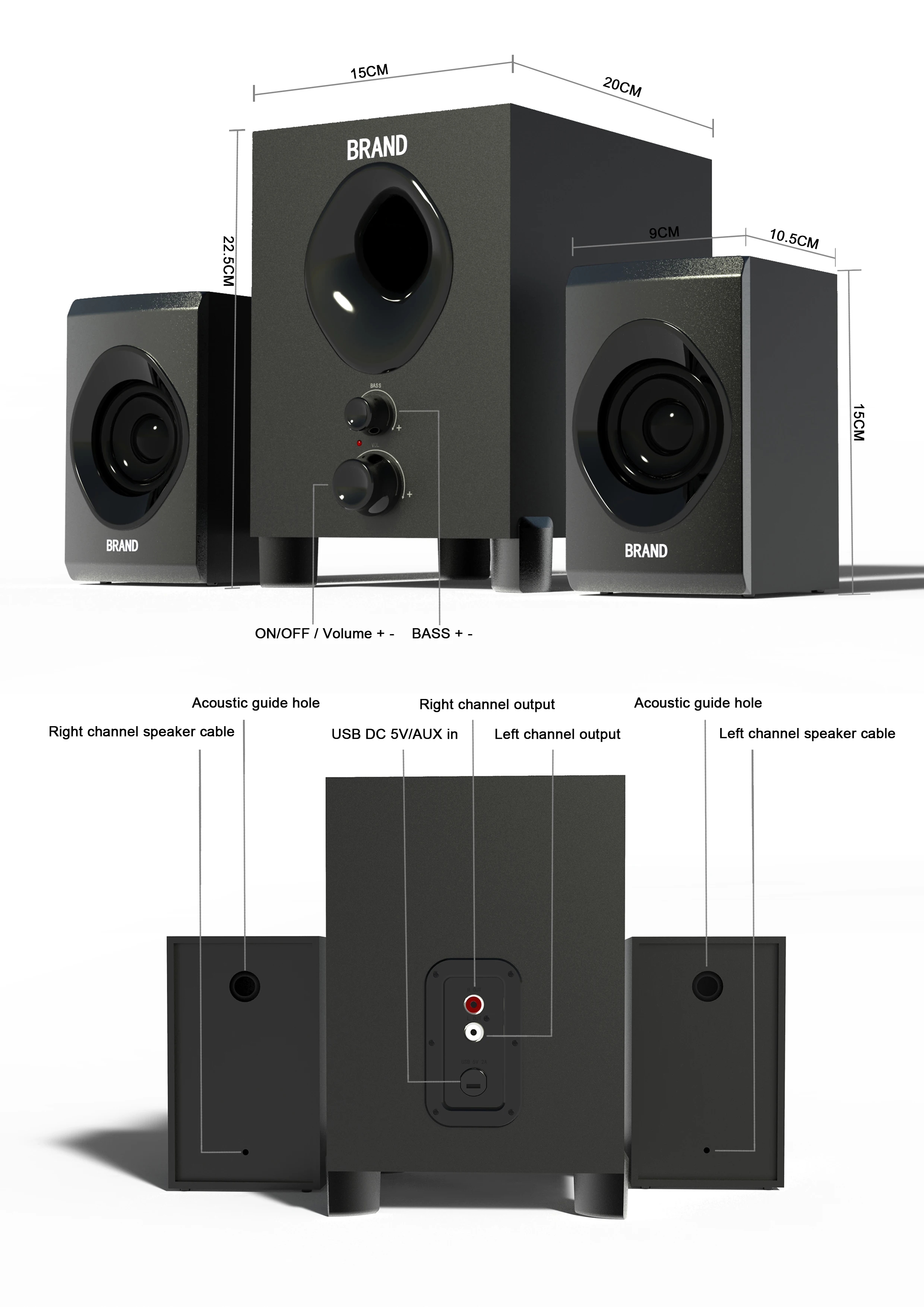 2025 Best Selling PC Speaker Indoor Laptop Speaker Fashion Bookshelf  Speaker with Heavy Bass Sound