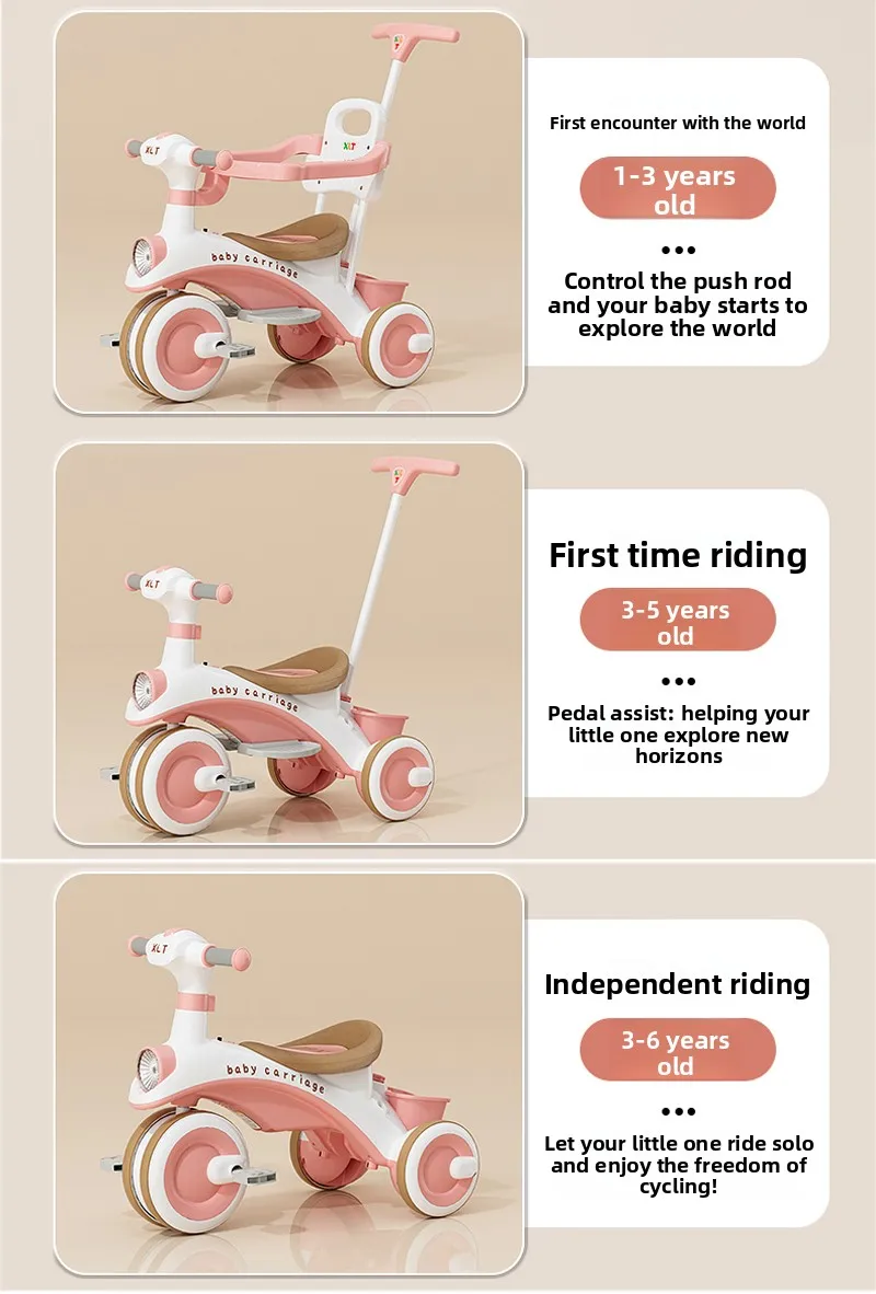 3-Wheel Music Tricycle For Kids Baby Pedal Trike With 4-In-1 Function Made Of Durable Plastic 31 3-Wheel Music Tricycle For Kids Baby Pedal Trike With 4-In-1 Function Made Of Durable Plastic
