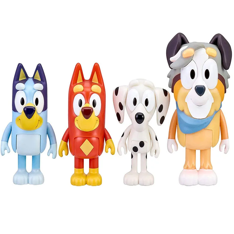 4 In 1 Set Cartoon Blueys Toys Mini Blueys And Bingo Anime Action